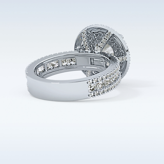 2.06 CT Halo & Pave Engagement Ring Featuring Round Moissanite