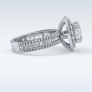 2.06 CT Halo & Pave Engagement Ring Featuring Round Moissanite