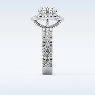 2.06 CT Halo & Pave Engagement Ring Featuring Round Moissanite