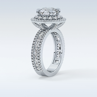 2.06 CT Halo & Pave Engagement Ring Featuring Round Moissanite