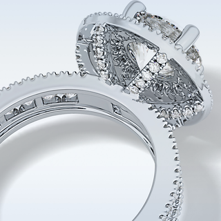 2.06 CT Halo & Pave Engagement Ring Featuring Round Moissanite