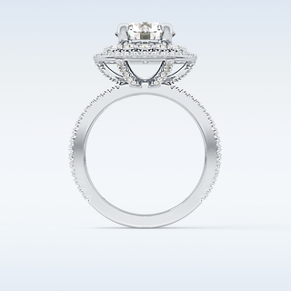 2.06 CT Halo & Pave Engagement Ring Featuring Round Moissanite