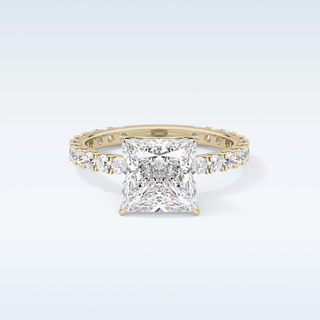 2.58 CT Pave Engagement Ring Featuring Princess Moissanite
