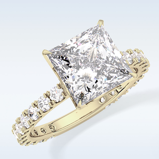 2.58 CT Pave Engagement Ring Featuring Princess Moissanite