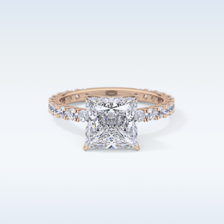 2.58 CT Pave Engagement Ring Featuring Princess Moissanite