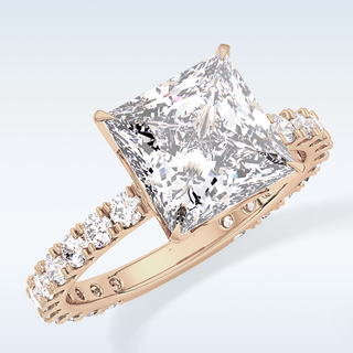 2.58 CT Pave Engagement Ring Featuring Princess Moissanite