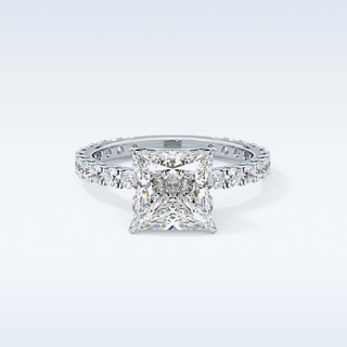 2.58 CT Pave Engagement Ring Featuring Princess Moissanite