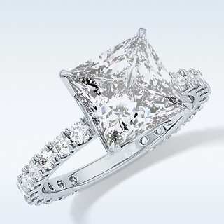 2.58 CT Pave Engagement Ring Featuring Princess Moissanite