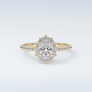 Elegant 0.66 CT Halo & Pave Engagement Ring Featuring Oval Moissanite