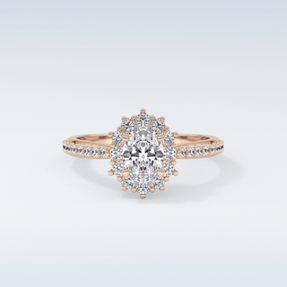 Elegant 0.66 CT Halo & Pave Engagement Ring Featuring Oval Moissanite