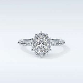 Elegant 0.66 CT Halo & Pave Engagement Ring Featuring Oval Moissanite