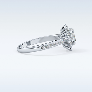 Elegant 0.66 CT Halo & Pave Engagement Ring Featuring Oval Moissanite