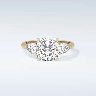 Elegant 3.19 CT Three Stones Engagement Ring Featuring Cushion Moissanite