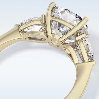 Elegant 3.19 CT Three Stones Engagement Ring Featuring Cushion Moissanite