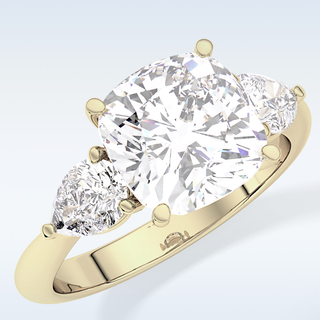 Elegant 3.19 CT Three Stones Engagement Ring Featuring Cushion Moissanite
