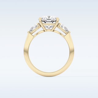 Elegant 3.19 CT Three Stones Engagement Ring Featuring Cushion Moissanite