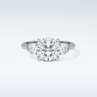Elegant 3.19 CT Three Stones Engagement Ring Featuring Cushion Moissanite