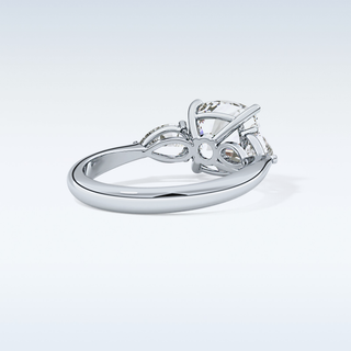 Elegant 3.19 CT Three Stones Engagement Ring Featuring Cushion Moissanite