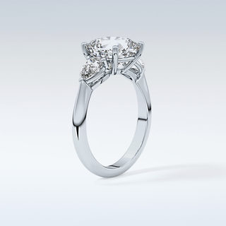 Elegant 3.19 CT Three Stones Engagement Ring Featuring Cushion Moissanite