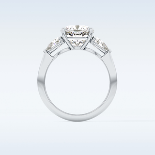 Elegant 3.19 CT Three Stones Engagement Ring Featuring Cushion Moissanite