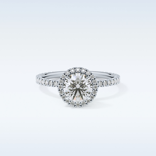 Elegant 0.72 CT Halo & Pave Engagement Ring Featuring Round Moissanite