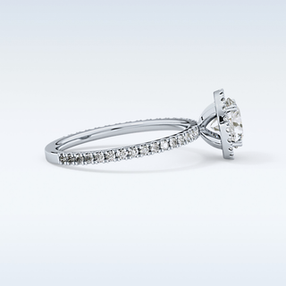 Elegant 0.72 CT Halo & Pave Engagement Ring Featuring Round Moissanite
