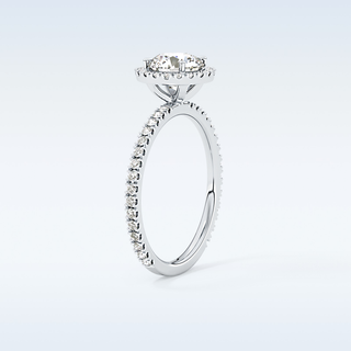 Elegant 0.72 CT Halo & Pave Engagement Ring Featuring Round Moissanite