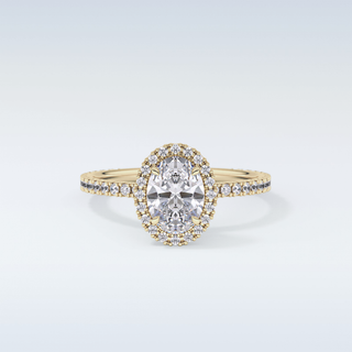 Elegant 0.91 CT Halo & Pave Engagement Ring Featuring Oval Moissanite