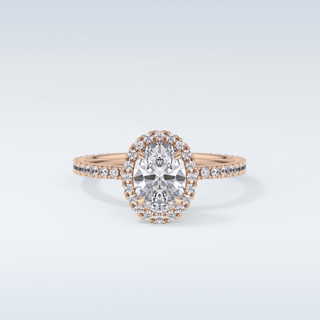 Elegant 0.91 CT Halo & Pave Engagement Ring Featuring Oval Moissanite