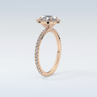 Elegant 0.91 CT Halo & Pave Engagement Ring Featuring Oval Moissanite