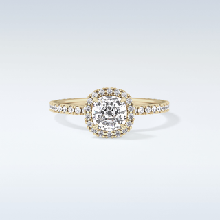 1.04 CT Halo Engagement Ring Featuring Cushion Moissanite