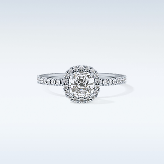 1.04 CT Halo Engagement Ring Featuring Cushion Moissanite