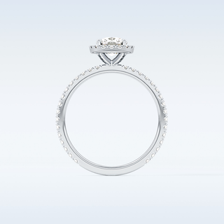 1.04 CT Halo Engagement Ring Featuring Cushion Moissanite