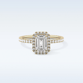 Elegant 1.02 CT Halo & Pave Engagement Ring Featuring Emerald Moissanite
