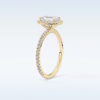 Elegant 1.02 CT Halo & Pave Engagement Ring Featuring Emerald Moissanite