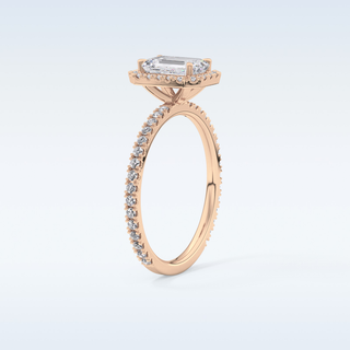 Elegant 1.02 CT Halo & Pave Engagement Ring Featuring Emerald Moissanite