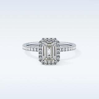 Elegant 1.02 CT Halo & Pave Engagement Ring Featuring Emerald Moissanite