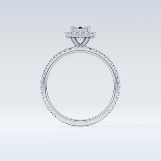 Elegant 1.02 CT Halo & Pave Engagement Ring Featuring Emerald Moissanite