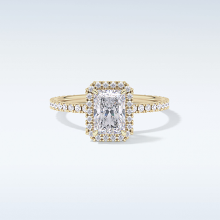 Elegant 1.21 CT Halo & Pave Engagement Ring Featuring Radiant Moissanite