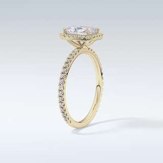 Elegant 1.21 CT Halo & Pave Engagement Ring Featuring Radiant Moissanite