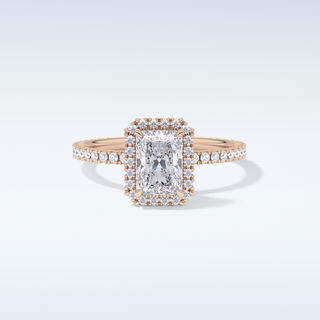 Elegant 1.21 CT Halo & Pave Engagement Ring Featuring Radiant Moissanite
