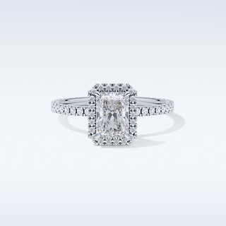 Elegant 1.21 CT Halo & Pave Engagement Ring Featuring Radiant Moissanite