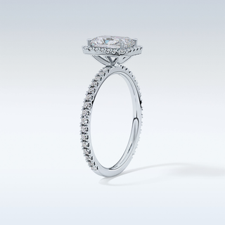Elegant 1.21 CT Halo & Pave Engagement Ring Featuring Radiant Moissanite