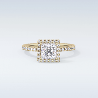 Elegant 1.04 CT Halo & Pave Engagement Ring Featuring Princess Moissanite