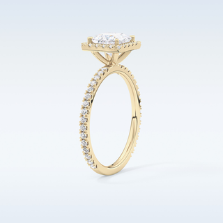 Elegant 1.04 CT Halo & Pave Engagement Ring Featuring Princess Moissanite