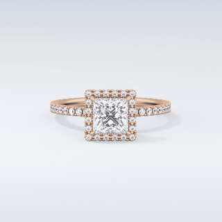 Elegant 1.04 CT Halo & Pave Engagement Ring Featuring Princess Moissanite