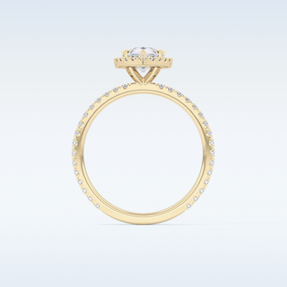 Elegant 0.86 CT Halo & Pave Engagement Ring Featuring Pear Moissanite