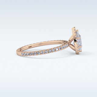 Elegant 0.86 CT Halo & Pave Engagement Ring Featuring Pear Moissanite