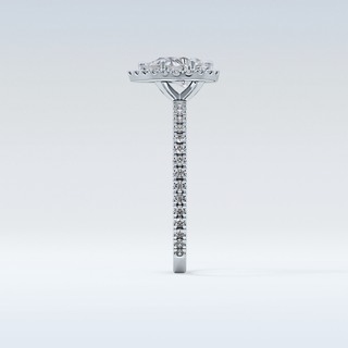Elegant 0.86 CT Halo & Pave Engagement Ring Featuring Pear Moissanite