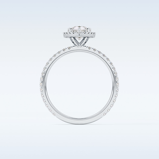 Elegant 0.86 CT Halo & Pave Engagement Ring Featuring Pear Moissanite